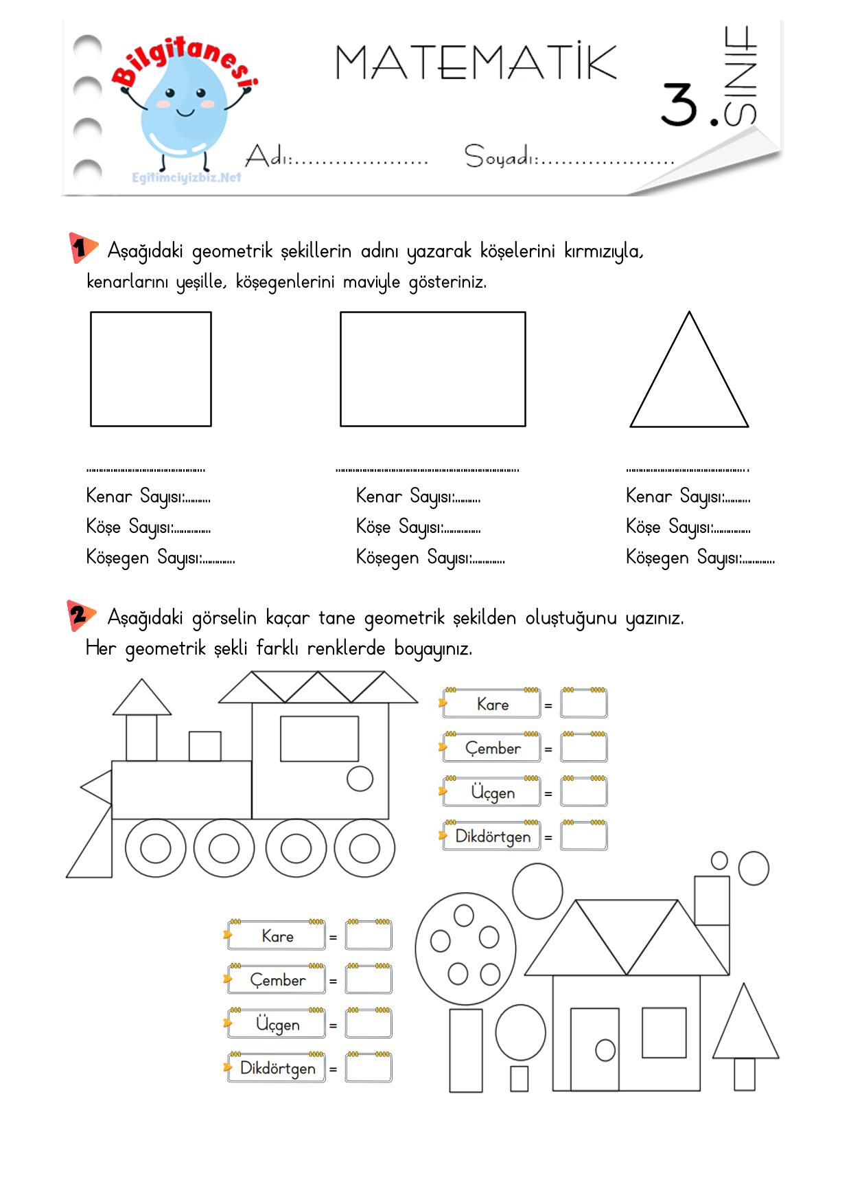 3. Sınıf Geometrik Şekiller Etkinliği-1