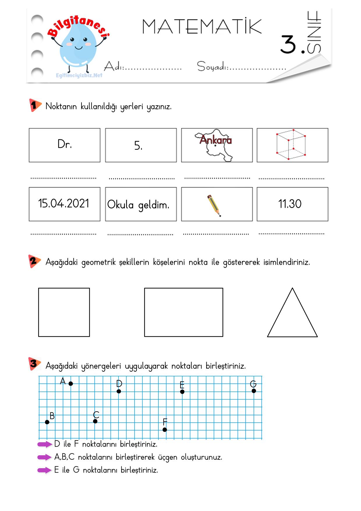 3. Sınıf Matematik Nokta Etkinliği