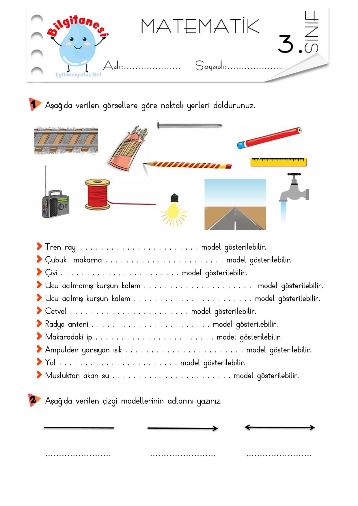 3. Sınıf Doğru,Işın,Doğru Parçası Etkinliği-1
