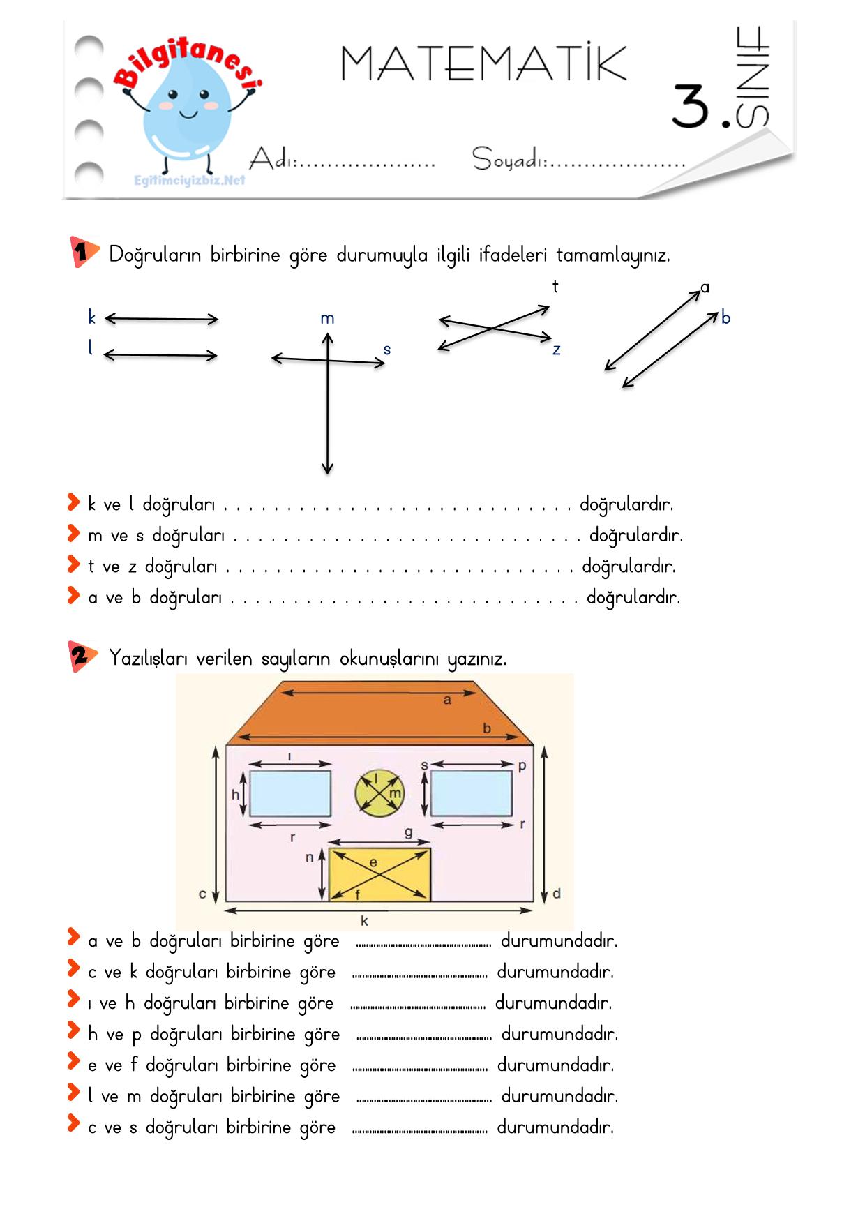 3. Sınıf Doğru,Işın,Doğru Parçası Etkinliği-2