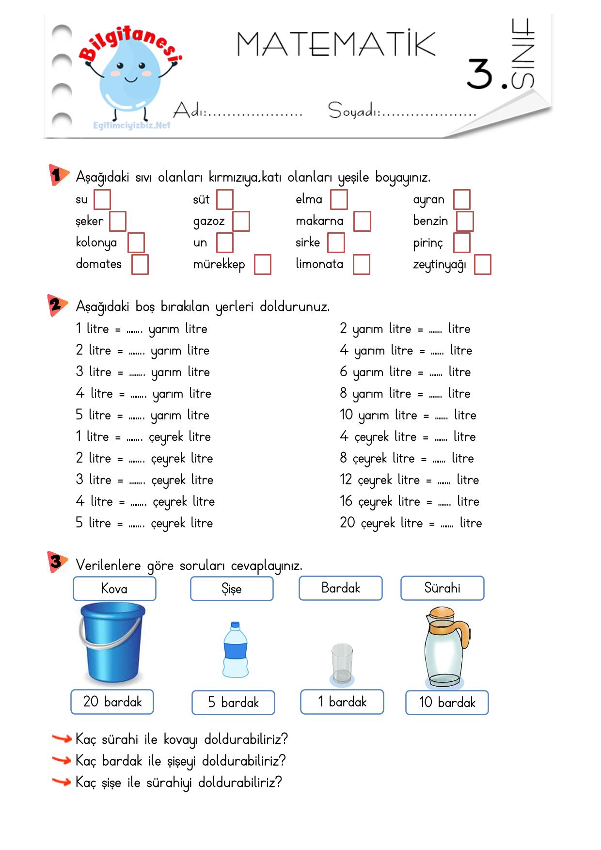 3. Sınıf Sıvıları Ölçme Etkinliği-1